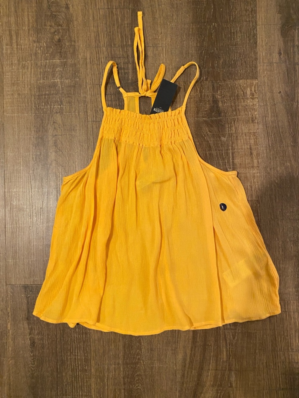Sleeveless Smocked Holister Halter Top in Yellow